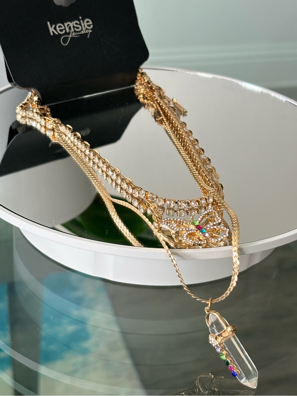 Kensie Layered Charm Necklace Set